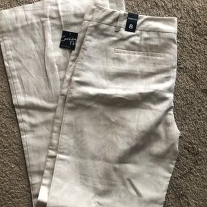 Light beige linen pants.